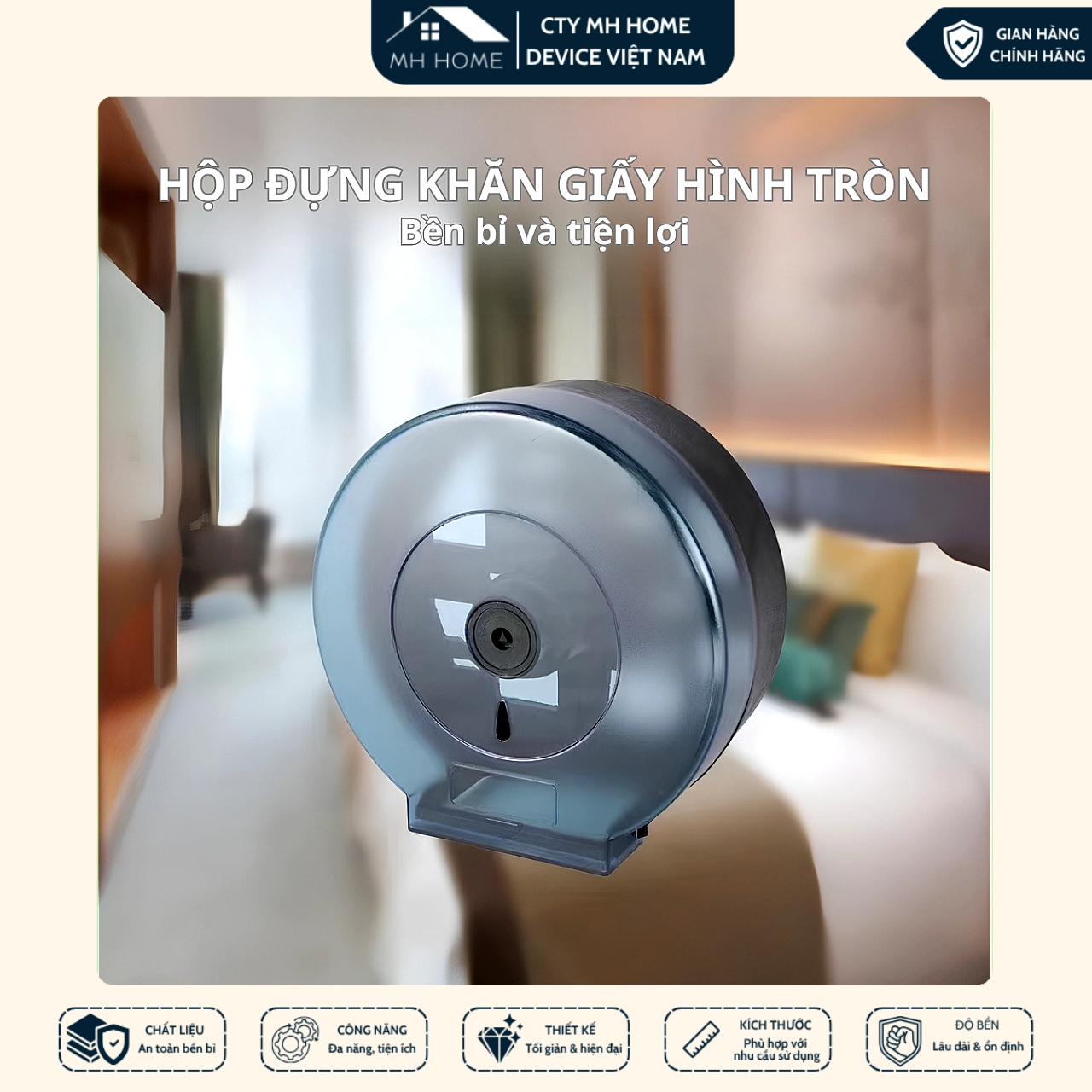 Hộp Giấy Vệ Sinh Cuộn Lớn Treo Tường Chống Nước – Hộp Đựng Giấy Vệ Sinh Công Nghiệp Kín, Gọn Gàng, Dễ Sử Dụng